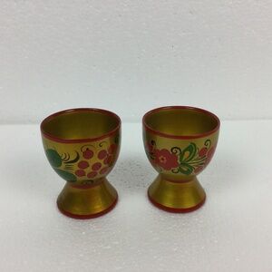 Vintage Russian Khokhloma Folk Art Hand Painted Egg Wood